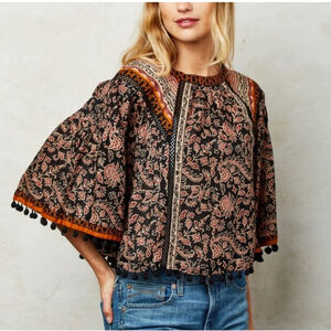 Bohemian Black and Orange Blouse